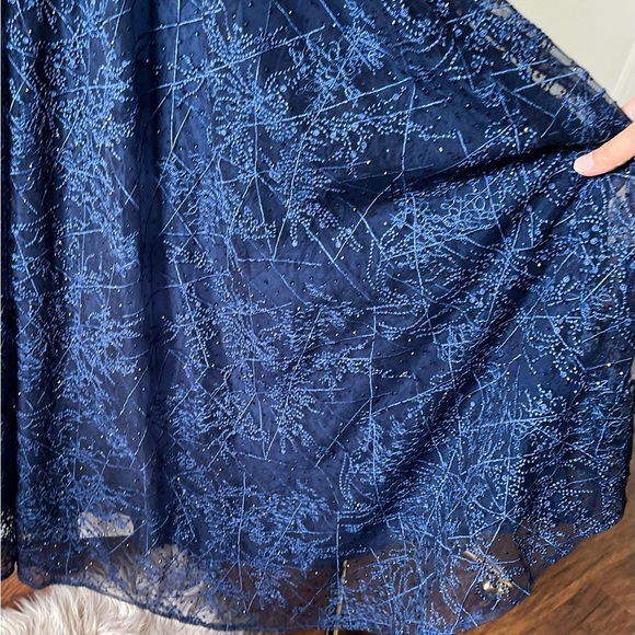 Alexander By Daymor Beaded Gown Maxi Slit Dress Wedding Off-Shoulder Navy 6 NWT - Picture 8 of 8